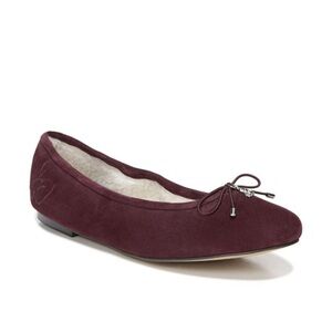 Sam Edelman Felicia faux fur lined flat in burgundy suede